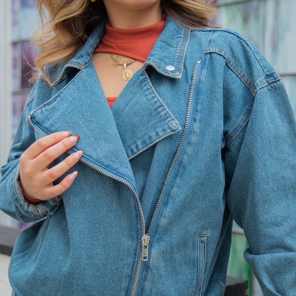 Motorcycle Style Jean Jacket